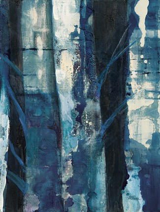 Framed Deep Woods I Indigo Print