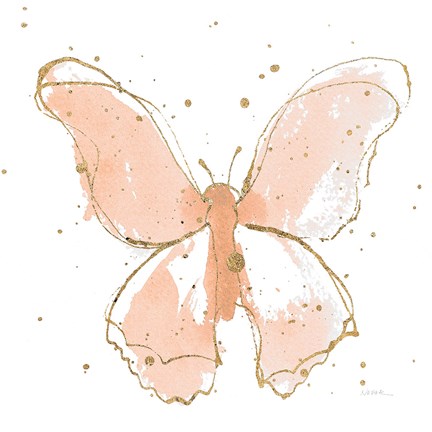 Framed Gilded Butterflies II Blush Print