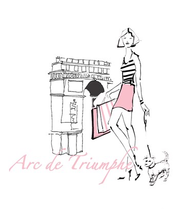 Framed French Chic II Pink on White Print