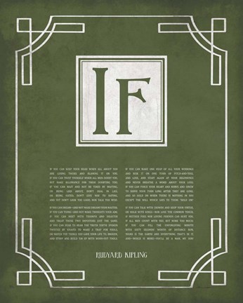 Framed If by Rudyard Kipling - Ornamental Border Green Print