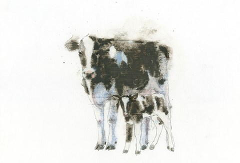 Framed Cow and Calf Light Print