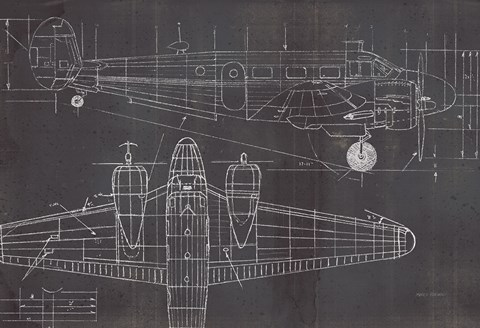 Framed Plane Blueprint I No Words Post Print