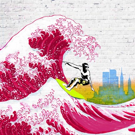 Framed Surfin&#39; NYC (detail) Print