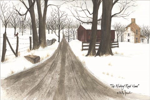 Framed Wintery Road Home Print
