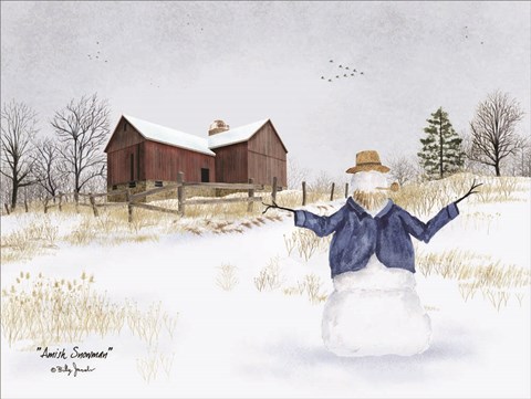 Framed Amish Snowman Print