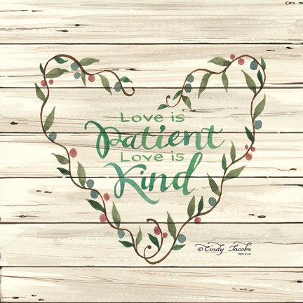 Framed Love is Patient Heart Wreath Print