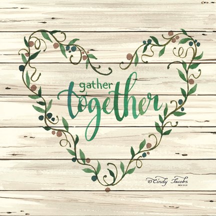 Framed Gather Together Heart Wreath Print