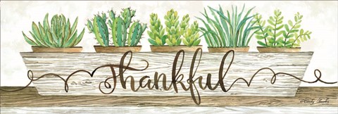 Framed Thankful Succulent Pots Print