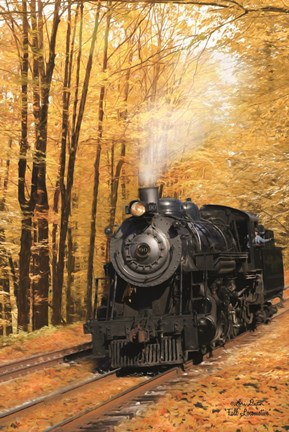 Framed Fall Locomotive Print
