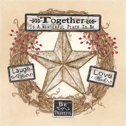 Framed Barn Star Wreath Print