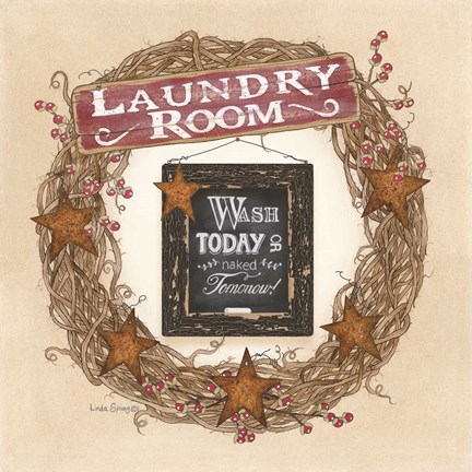 Framed Laundry Room Wreath Print