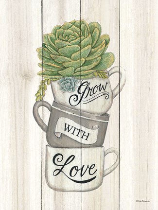 Framed Grow with Love Succulents Print