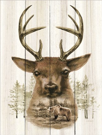 Framed Deer Wilderness Portrait Print