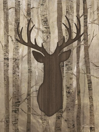 Framed Deer in Trees Print