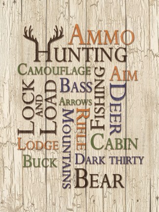 Framed Hunting Words Print