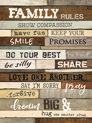 Framed Family Rules Print