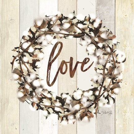 Framed Love Cotton Wreath Print