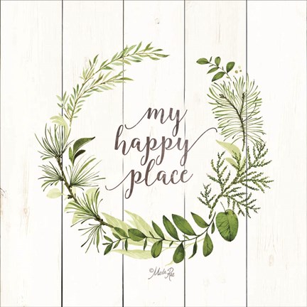 Framed My Happy Place Wreath Print