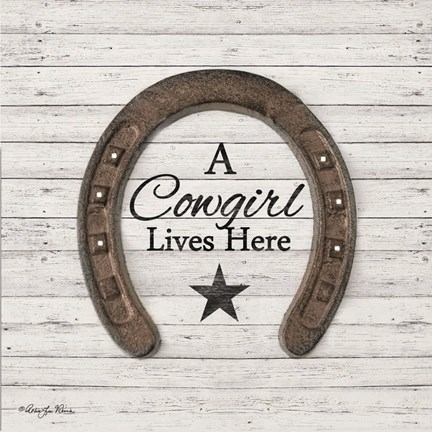 Framed Cowgirl Lives Here Print