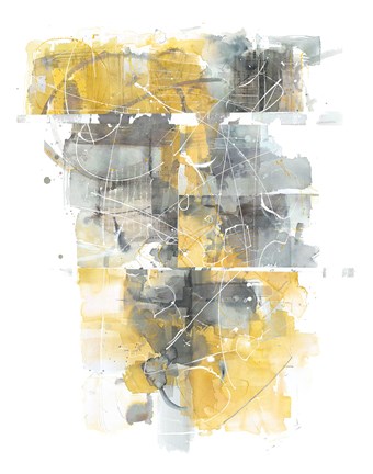 Framed Moving In and Out of Traffic I Yellow Grey Print