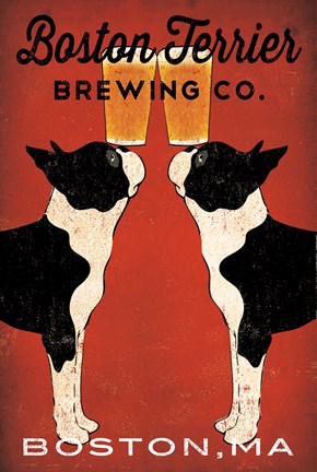 Framed Boston Terrier Brewing Co Boston Print