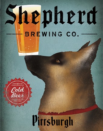 Framed German Shepherd Brewing Co Pittsburgh Black Print