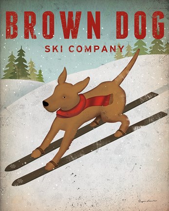 Framed Brown Dog Ski Co Print