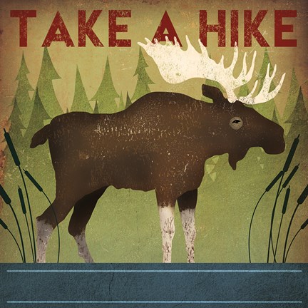 Framed Take a Hike Moose Print