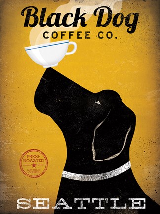 Framed Black Dog Coffee Co Seattle Print