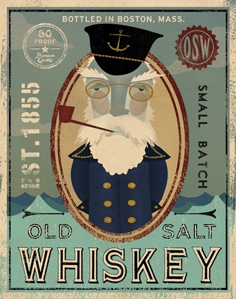 Framed Fisherman III Old Salt Whiskey Print