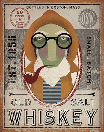 Framed Fisherman II Old Salt Whiskey Print
