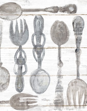 Framed Spoons and Forks III Neutral Print