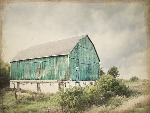 Framed Late Summer Barn I Crop Vintage Print