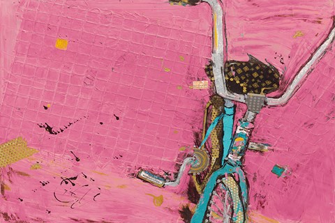 Framed Perky Ts Pink Aqua Crop Print