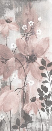 Framed Floral Symphony Blush Gray Crop II Print