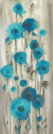 Framed Roadside Flowers I Blue Crop Print