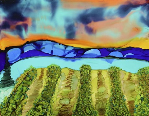 Framed Mountain Vineyard Print