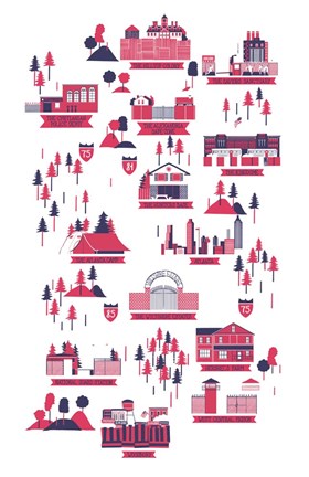 Framed Walking Dead Map Vera Print