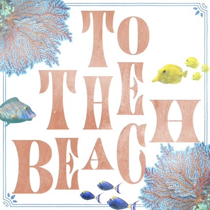 Framed Beach Sign 4 Print