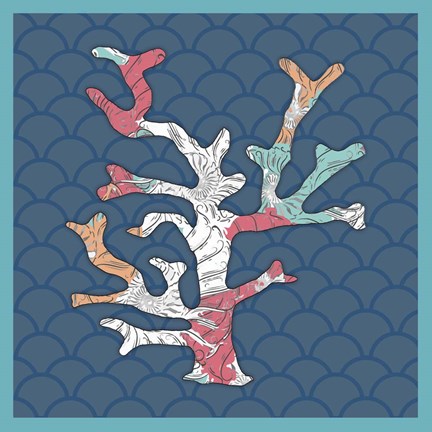 Framed Sea Side BoHo Sq - Coral Print