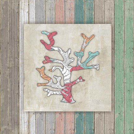 Framed Sea Side BoHo Frame - Coral Print