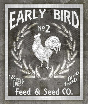 Framed Farm Sign Early Bird Print