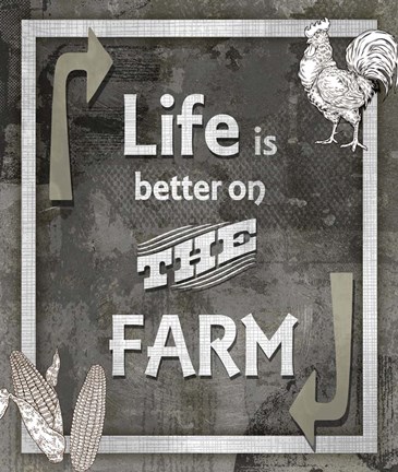 Framed Farm Sign Life is Better Print