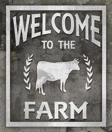 Framed Farm Sign Welcome To The Farm Print