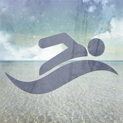 Framed Beach Signs Swimming4 Print