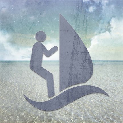 Framed Beach Signs WindSurfer Print