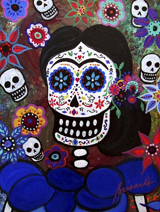 Framed Lady Frida In Blue Print