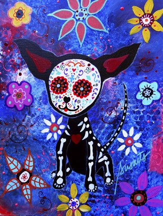 Framed Chihuahua Dia De Los Muertos Print