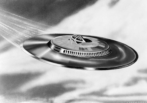 Framed 1950s Artist&#39;S Conception Ufo Flying Saucer Print