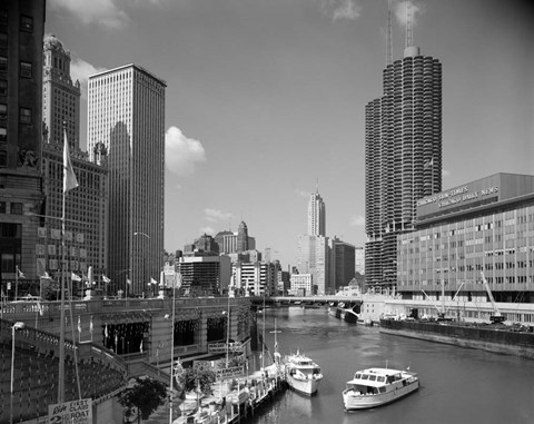 Framed 1960s Chicago River From Michigan Avenue Print